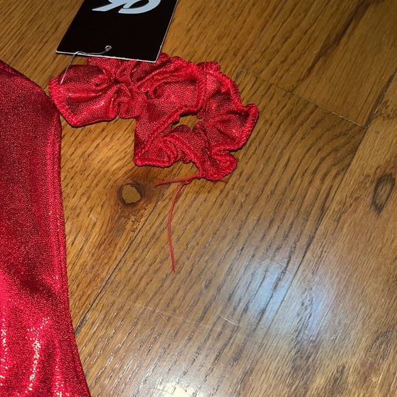 NWT red metallic GK gymnastics tumbling dance leotard size AL - Picture 3 of 7